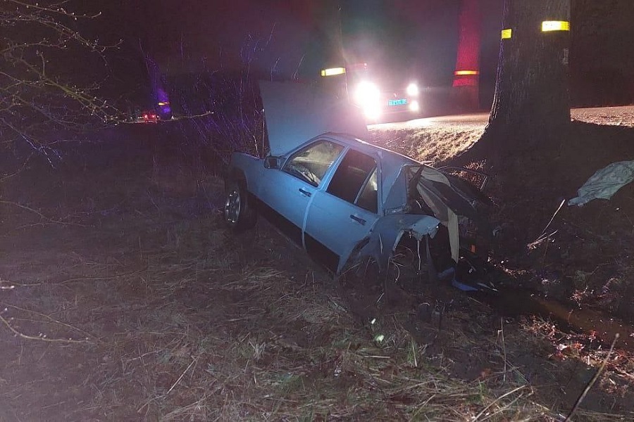 В районе Голубево 23-летний водитель выехал на «встречку», а затем врезался в дерево (фото)