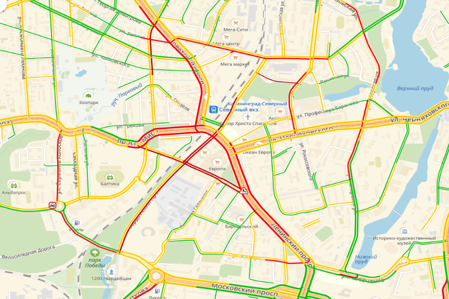 Начавшийся на Ленинском ремонт дороги парализовал движение в центре Калининграда