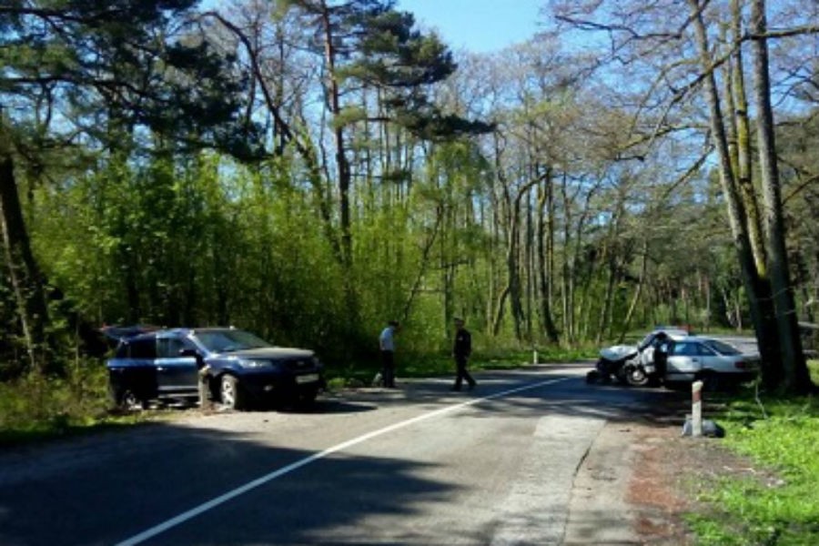 На Куршской косе «Ауди» и «Хундай» столкнулись и вылетели с дороги (фото)