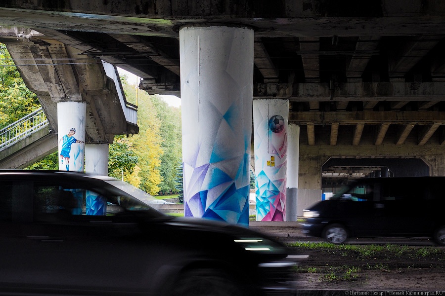 Стрит-арт для стритбола: под Эстакадным мостом появились футбольные граффити