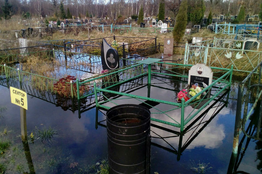 Очевидцы: в Балтийске на кладбище затопило могилы (фото)