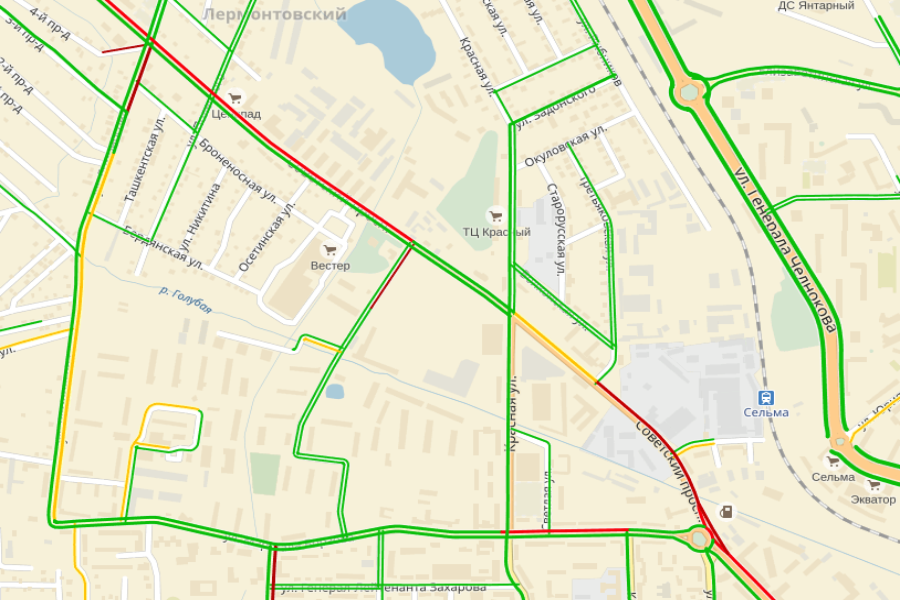 Из-за проверок силовиков Советский проспект встал в пробках