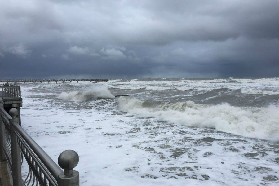 К морю не подойти: в Зеленоградске высокие волны и сильный ветер (видео)