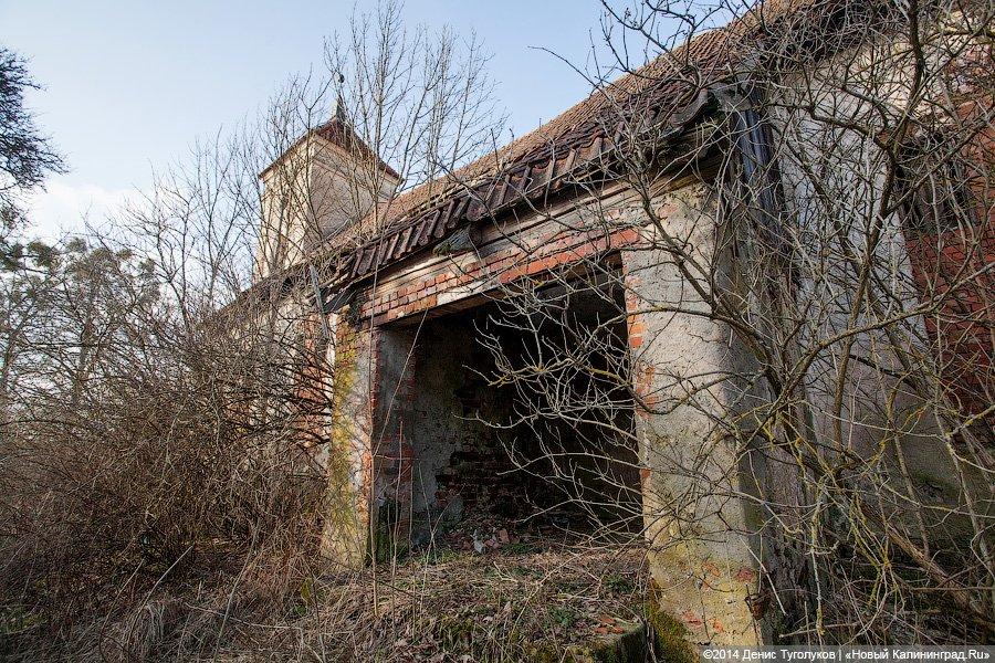 На крыше травка зеленеет: кирха начала XIX века в Перевалово покрывается плесенью и мхом