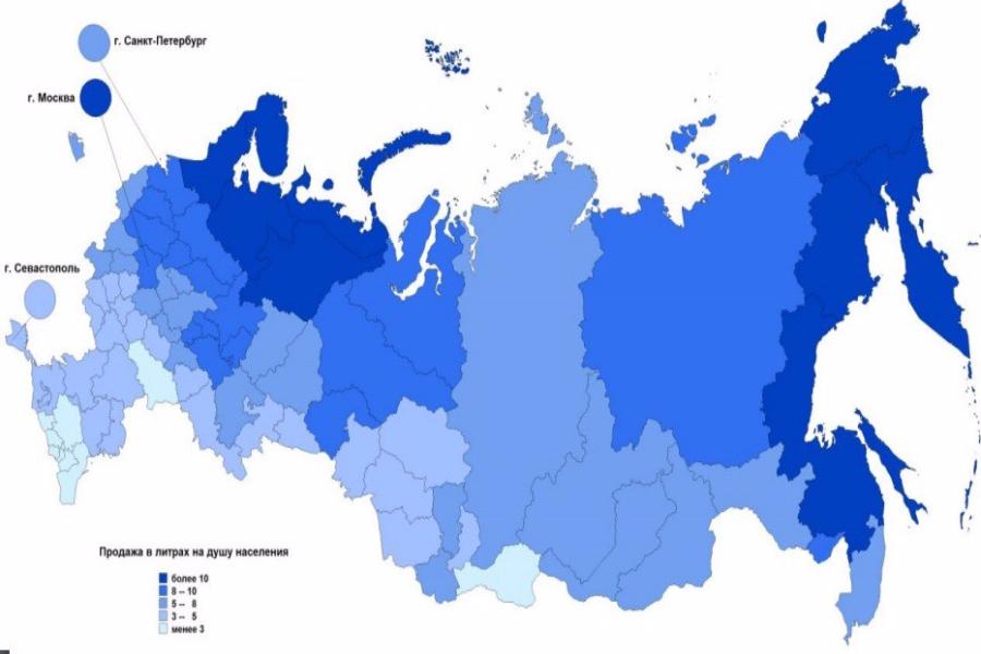 Калининградская область оказалась «среднепьющим» регионом России