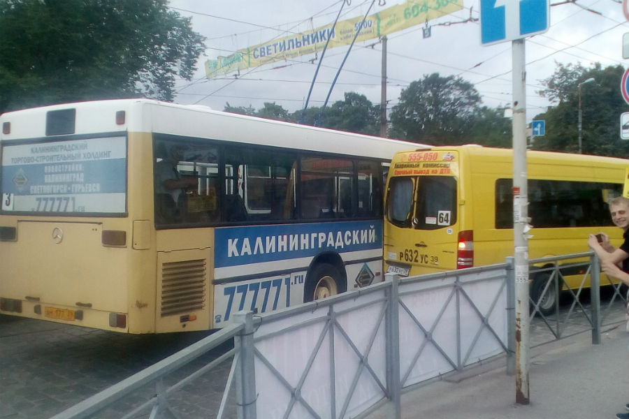 В Калининграде на остановке столкнулись маршрутка и автобус (фото)
