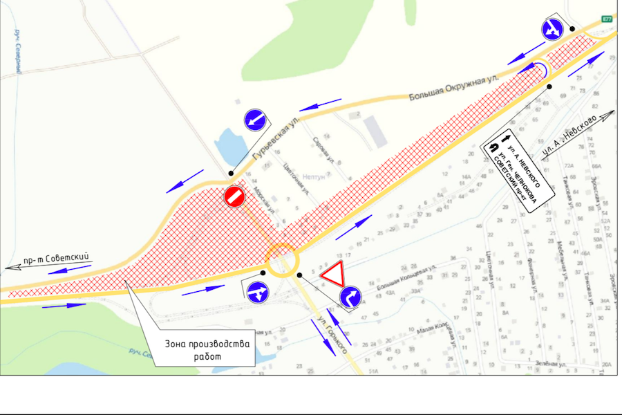 Кольцо убирают: порядок движения на пересечении Горького-Окружной снова меняется (схема)