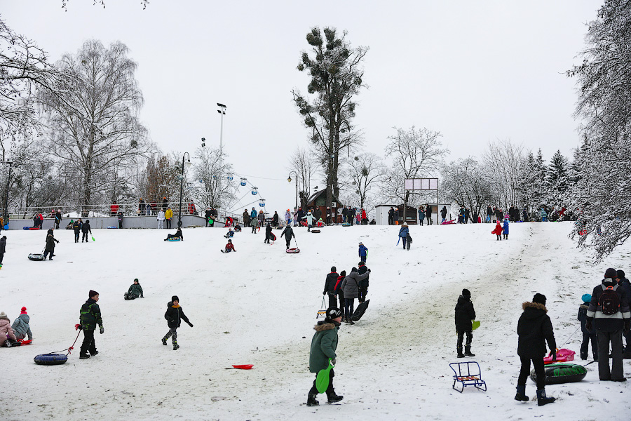 Полет на санках: как в Центральном парке Калининграда с горки катаются (фото)