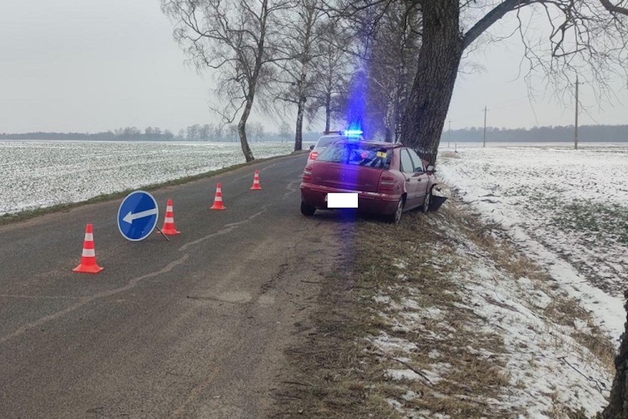 Под Гвардейском неопытный водитель врезалась в дерево на скользкой трассе (фото)