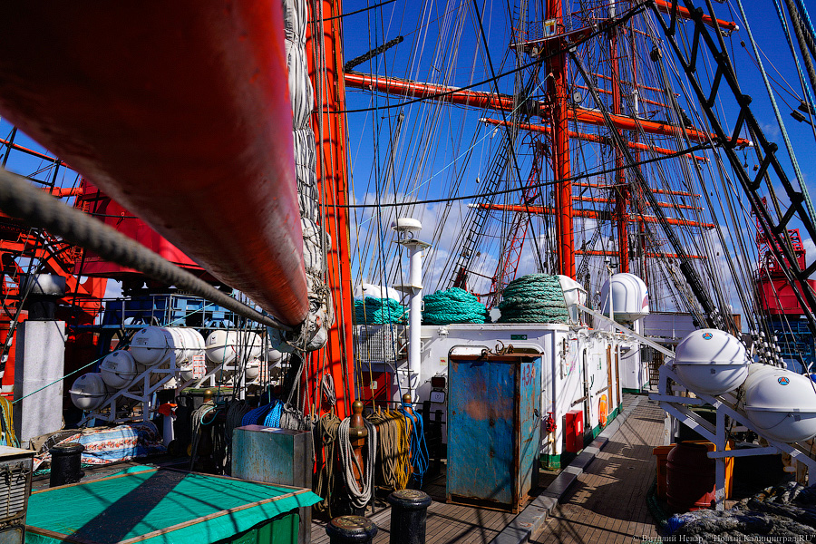 После кругосветки и перед новым рейсом: барк «Седов» проходит ремонт в Светлом (фото)