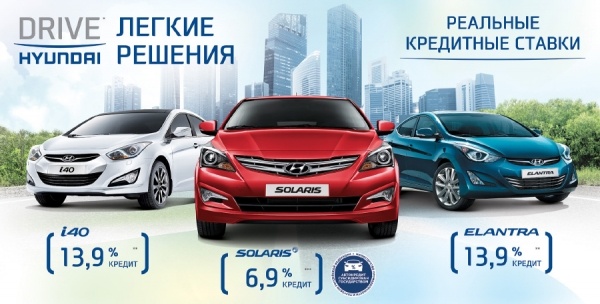 Автомобили Hyundai: реальная кредитная ставка 6,9%