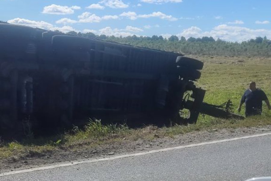 Под Талпаками от фуры отцепился прицеп и опрокинулся в кювет (фото)