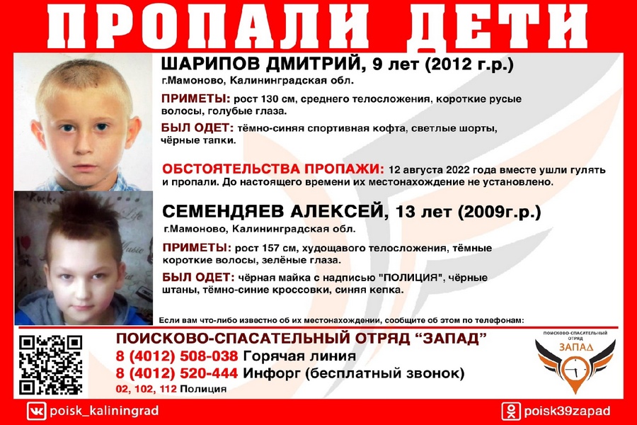 В Мамоново волонтеры и полиция ищут двоих детей, которые ушли гулять в пятницу и не вернулись (дополнено)