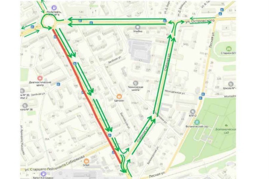 Часть ул. Горького, Гайдара и ул. Озерная становятся односторонними (схема)