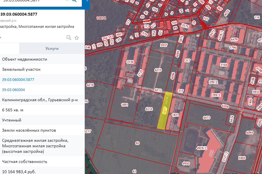 Изображение: скриншот публичной кадастровой карты