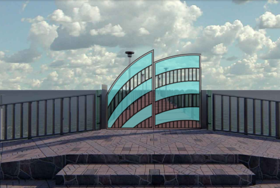 В Зеленоградске перед пирсом решили установить распашные ворота (эскиз)