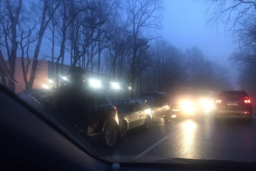 Из-за массового ДТП на Балтийском шоссе собралась пробка (фото)