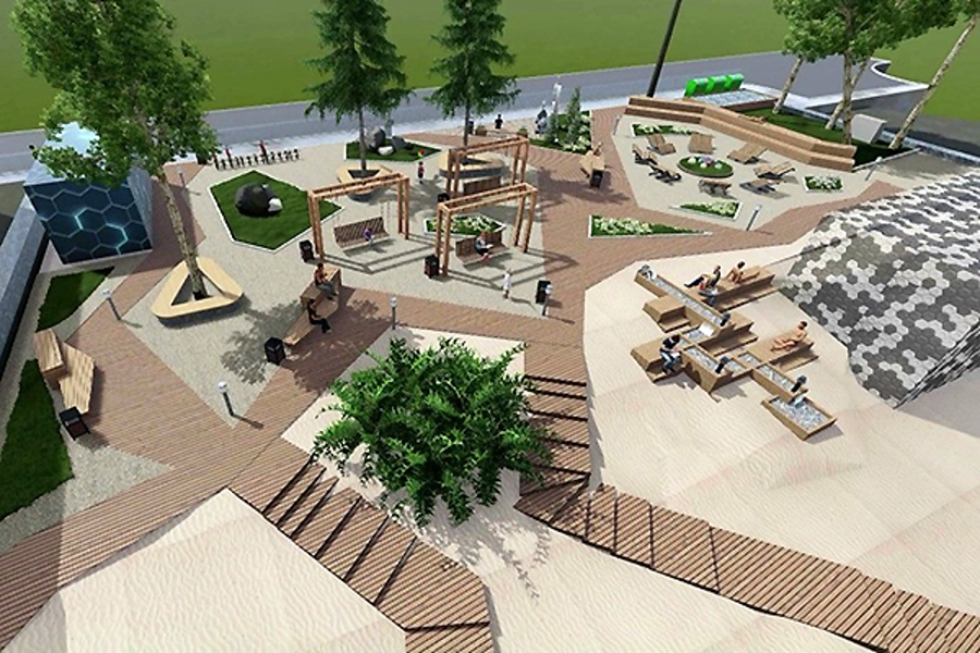 Визуализация благоустройства сквера для отдыха по улице Портовой в Пионерском. Фото: сайт правительства Калининградской области