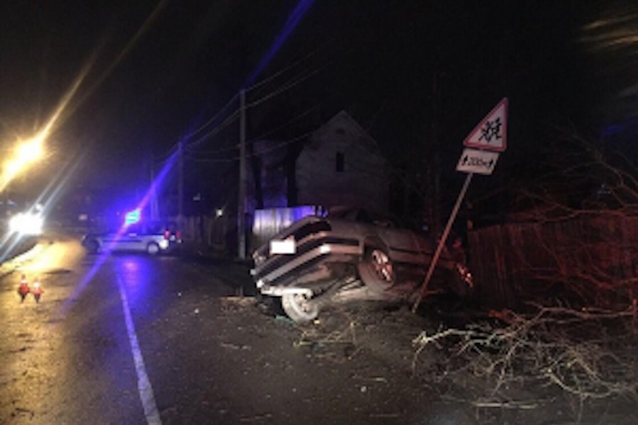 В новогоднюю ночь в Калининграде «Ауди» вылетел в кювет, водитель погиб (фото)