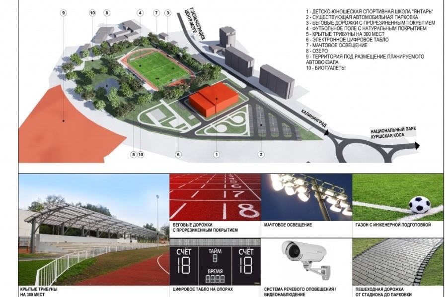 В Зеленоградске разработали проект реконструкции городского стадиона (эскиз)