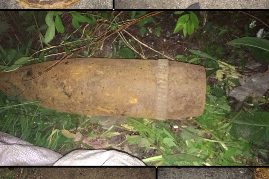 У магазина под Калининградом оставили мешок с гранатами и снарядом от гаубицы (фото)