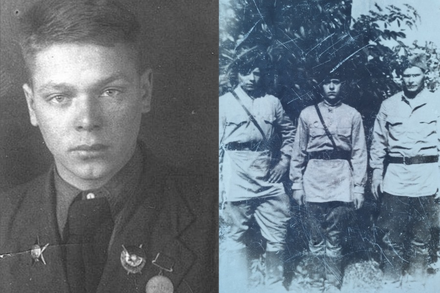 Слева - заместитель командира группы Виктор Чистяков, справа - разведчики Василий Тишин, Иван Подчашинский и Кондрат Степанов перед заброской в Восточную Пруссию. Фото из архива Елены Ермоленко.