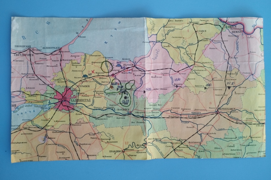 Карта с отметками Ивана Подчашинского и Николая Мартынова. Фото: Иван Марков / Новый Калининград