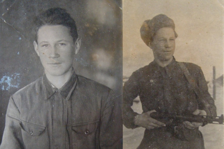 Николай Мартынов в ноябре 1942 года и в январе 1944 года. Фото из архива Дмитрия Богомолова.